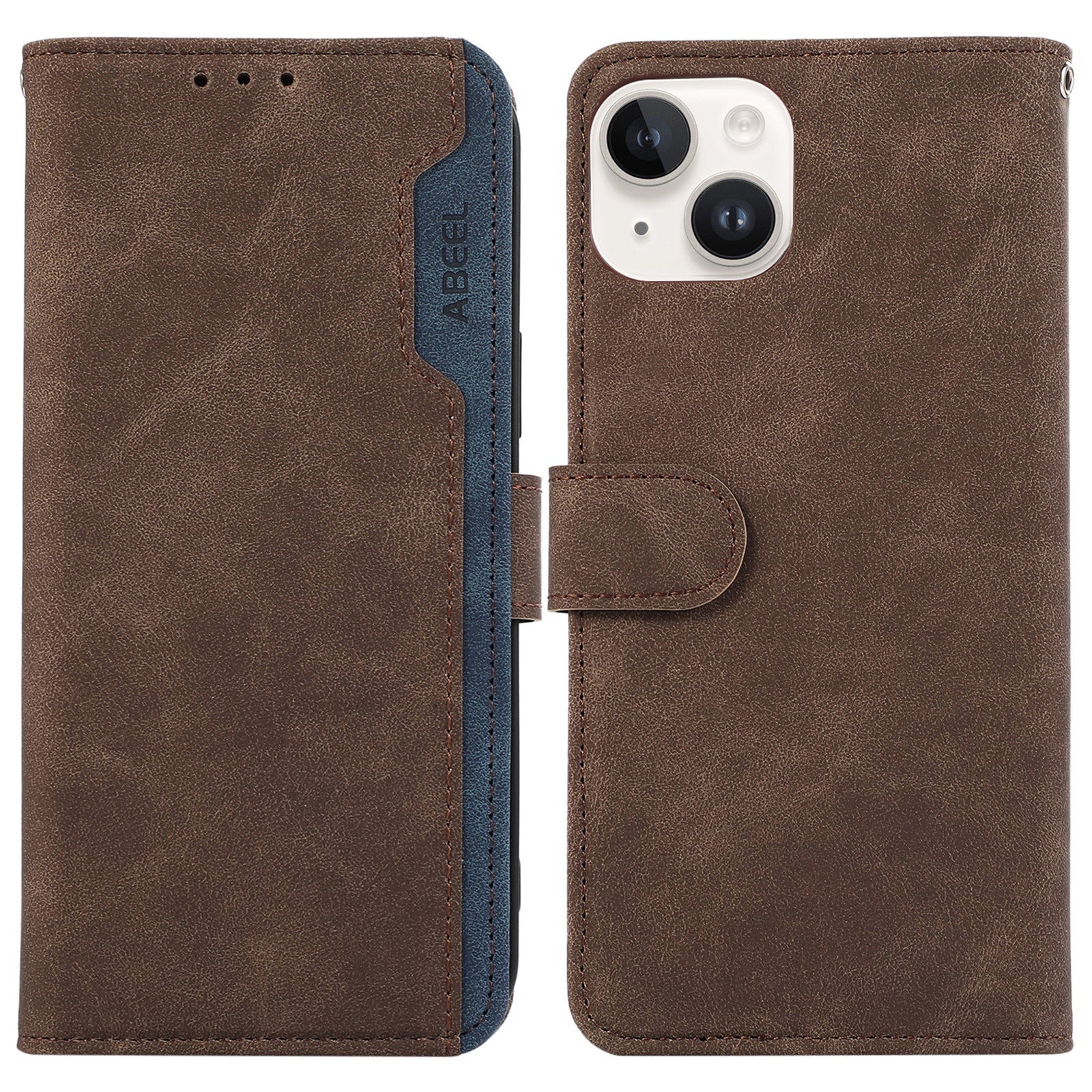 ABEEL For iPhone 15 Case RFID Blocking Stand PU Leather Phone Protective Shell ABEEL For iPhone 15 Case RFID Blocking Stand PU Leather Phone Protective Shell